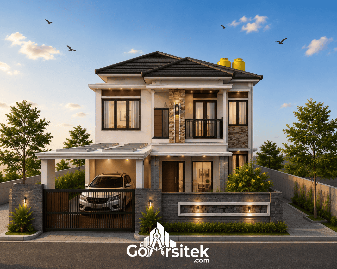 Desain Rumah Minimalis 2 Lantai Tampak Depan Modern — Go Arsitek